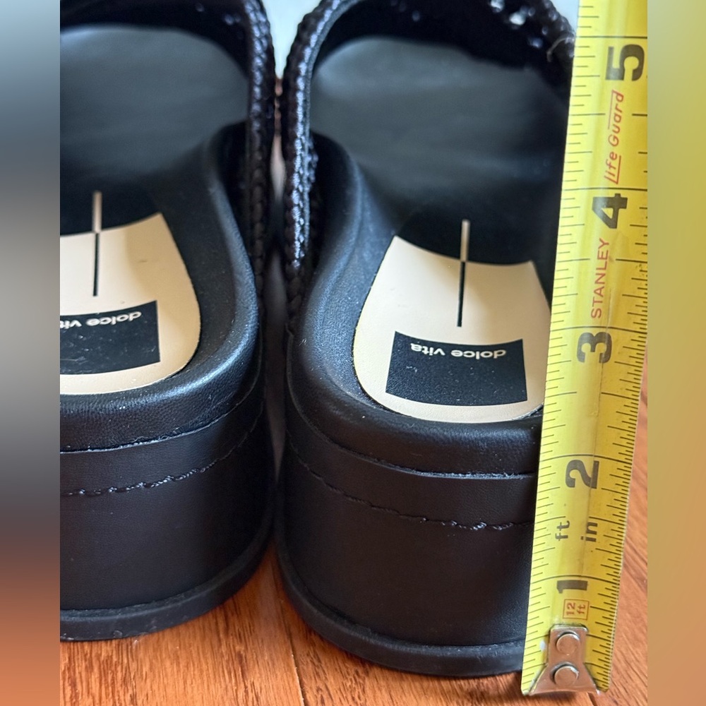 Dolce Vita Black Women's Chunky Platform wedge Slides Sandals sz 12 - Picture 9 of 10